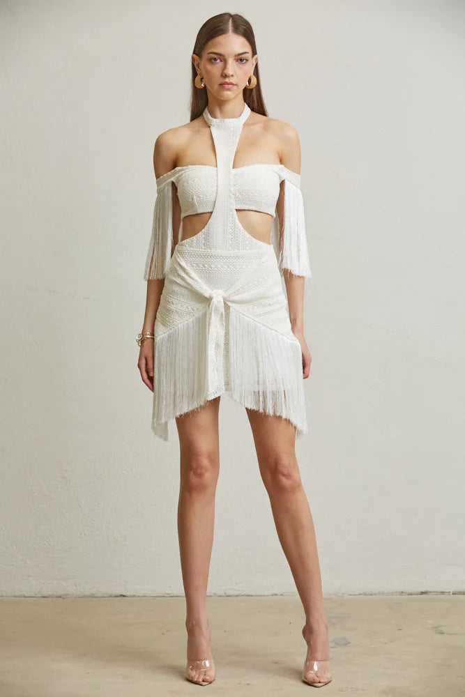 Contemporary Fringed Couture Dress